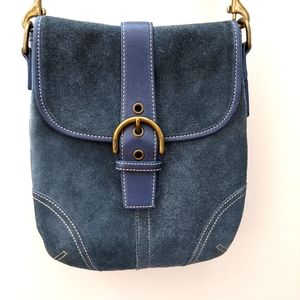Blue suede Coach crossbody bag